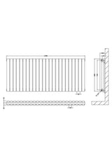 Hudson Reed Revive Anthracite Horizontal Double Panel Radiator - 600mm x 1398mm - Trusted Building Supplies