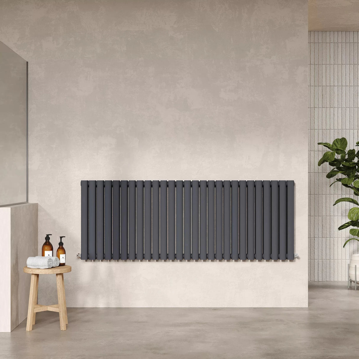 Hudson Reed Revive Anthracite Horizontal Double Panel Radiator - 600mm x 1572mm - Trusted Building Supplies
