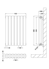 Hudson Reed Revive Anthracite Horizontal Double Panel Radiator - 600mm x 412mm - Trusted Building Supplies