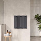 Hudson Reed Revive Anthracite Horizontal Double Panel Radiator - 600mm x 586mm - Trusted Building Supplies