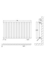 Hudson Reed Revive Anthracite Horizontal Single Panel Radiator - 600mm x 992mm - Trusted Building Supplies