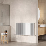 Hudson Reed Revive High Gloss White Horizontal Double Panel Radiator - 600mm x 992mm - Trusted Building Supplies