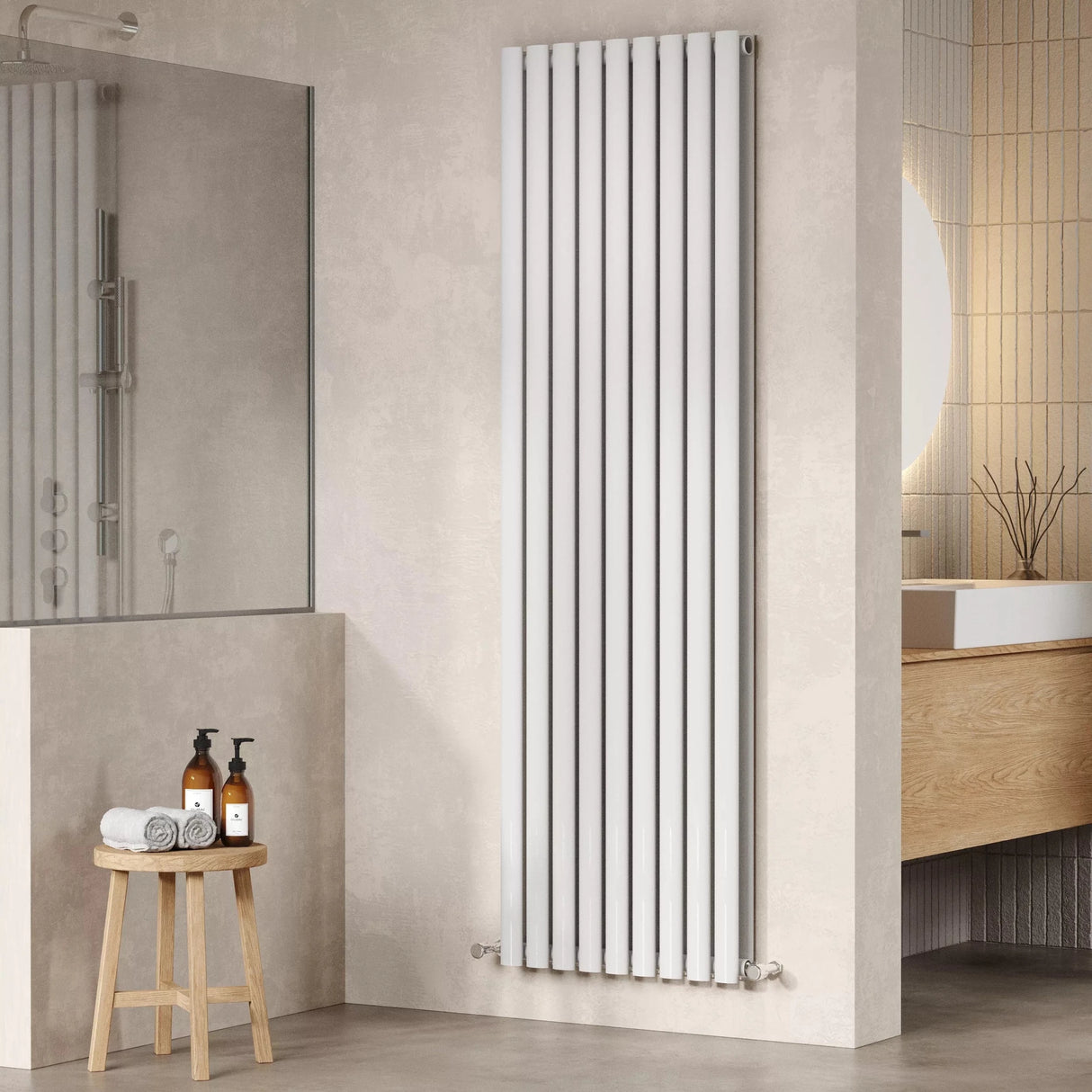 Hudson Reed Revive High Gloss White Vertical Double Panel Radiator - 1800m x 528mm - Trusted Building Supplies