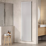Hudson Reed Revive High Gloss White Vertical Double Panel Radiator - 1800m x 528mm - Trusted Building Supplies