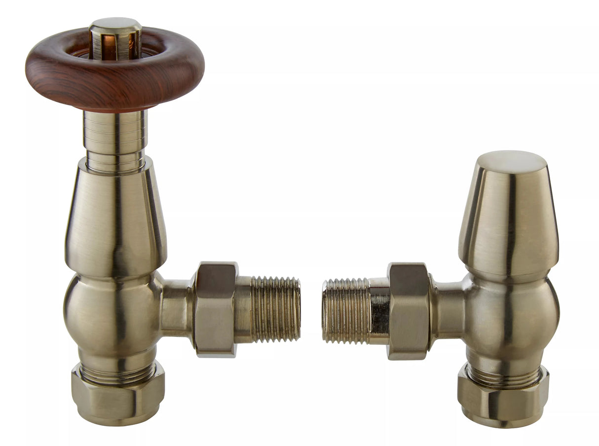 Hudson Reed Satin Nickel Camden Angled Thermostatic Valve Pair - Trusted Building Supplies