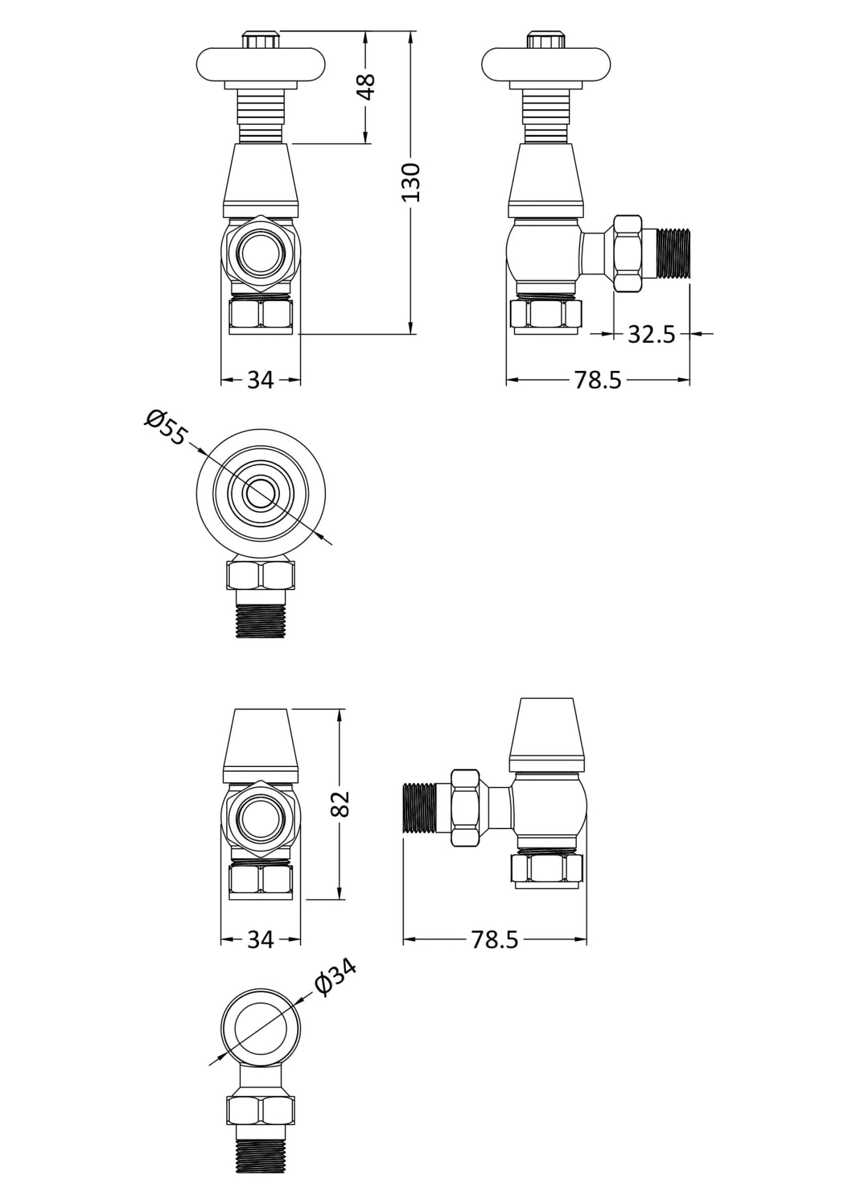 Hudson Reed Satin Nickel Camden Angled Thermostatic Valve Pair - Trusted Building Supplies