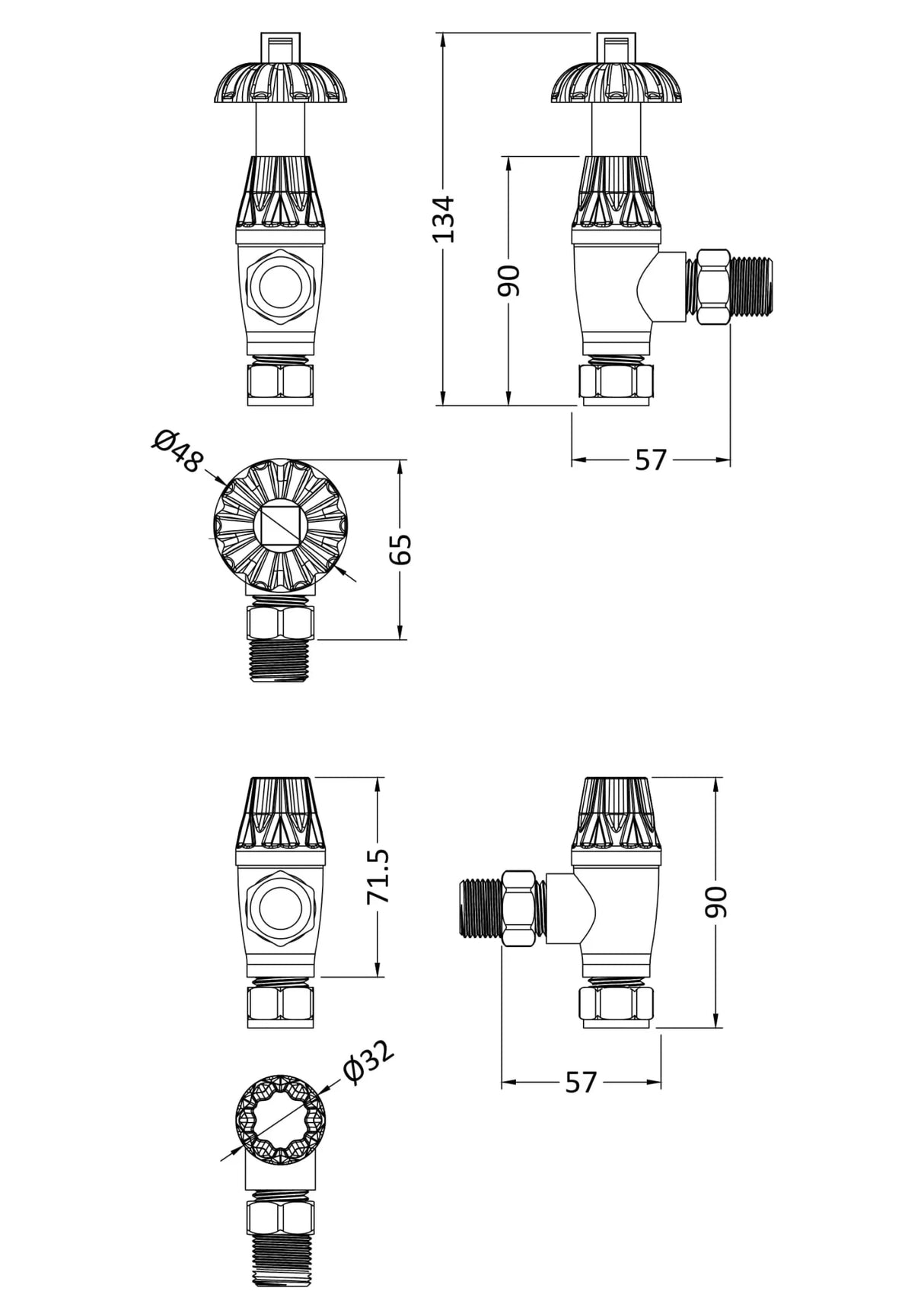 Hudson Reed Satin Nickel Thermostatic Radiator Valve Pack Pair - Trusted Building Supplies