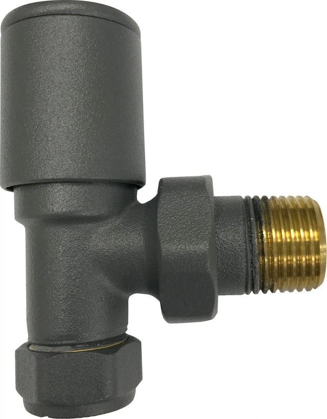 Kartell Anthracite Angled Radiator Valve 15mm - Pair - Trusted Building Supplies