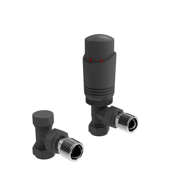 Kartell Anthracite Angled Thermostatic Radiator Valve - Twin Pack - Trusted Building Supplies