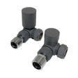 Kartell Anthracite Corner Radiator Valve 15mm - Pair - Trusted Building Supplies