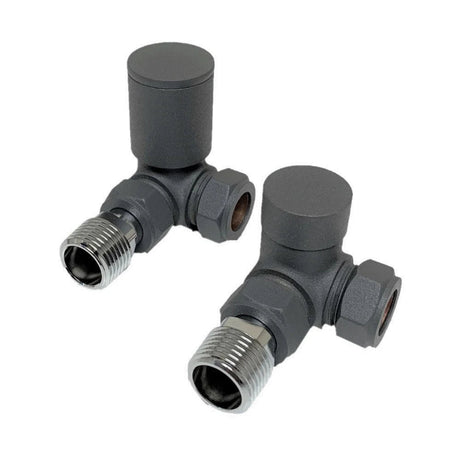 Kartell Anthracite Corner Radiator Valve 15mm - Pair - Trusted Building Supplies