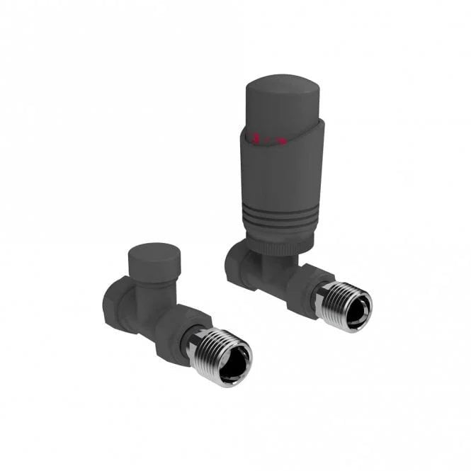 Kartell Anthracite Straight Thermostatic Radiator Valve - Twin Pack - Trusted Building Supplies