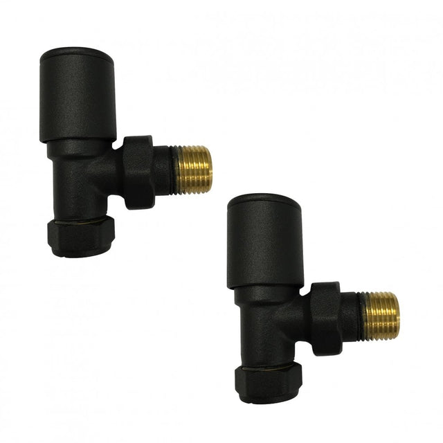 Kartell Black Angled Radiator Valve 15mm - Pair - Trusted Building Supplies