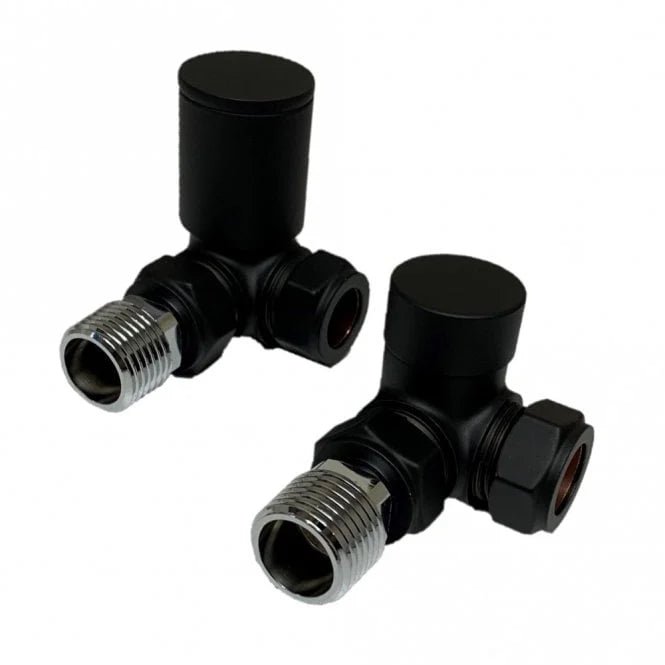 Kartell Black Corner Radiator Valve 15mm - Pair - Trusted Building Supplies