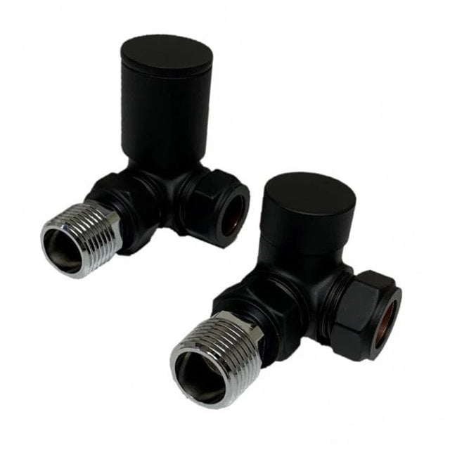 Kartell Black Corner Radiator Valve 15mm - Pair - Trusted Building Supplies