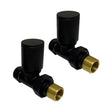 Kartell Black Straight Radiator Valve 15mm - Pair - Trusted Building Supplies
