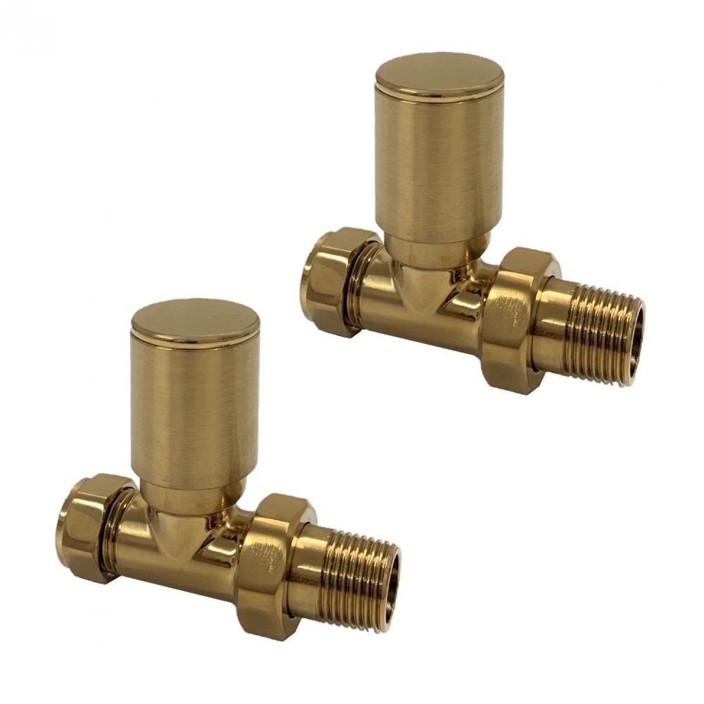 Kartell Brass Straight Radiator Valve 15mm - Pair - Trusted Building Supplies