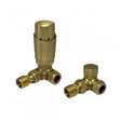 Kartell Brushed Brass Corner Thermostatic Radiator Valve - Twin Pack - Trusted Building Supplies