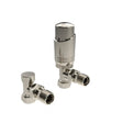 Kartell Brushed Nickel Angled Thermostatic Radiator Valve - Twin Pack - Trusted Building Supplies