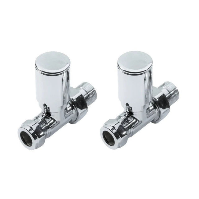 Kartell Chrome Straight Radiator Valve 15mm - Pair - Trusted Building Supplies