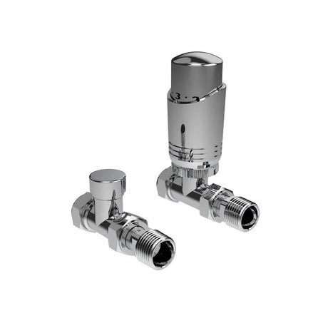 Kartell Chrome Straight Thermostatic Radiator Valve - Twin Pack - Trusted Building Supplies