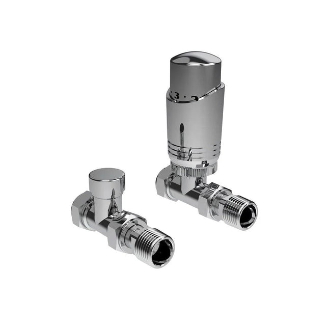 Kartell Chrome Straight Thermostatic Radiator Valve - Twin Pack - Trusted Building Supplies