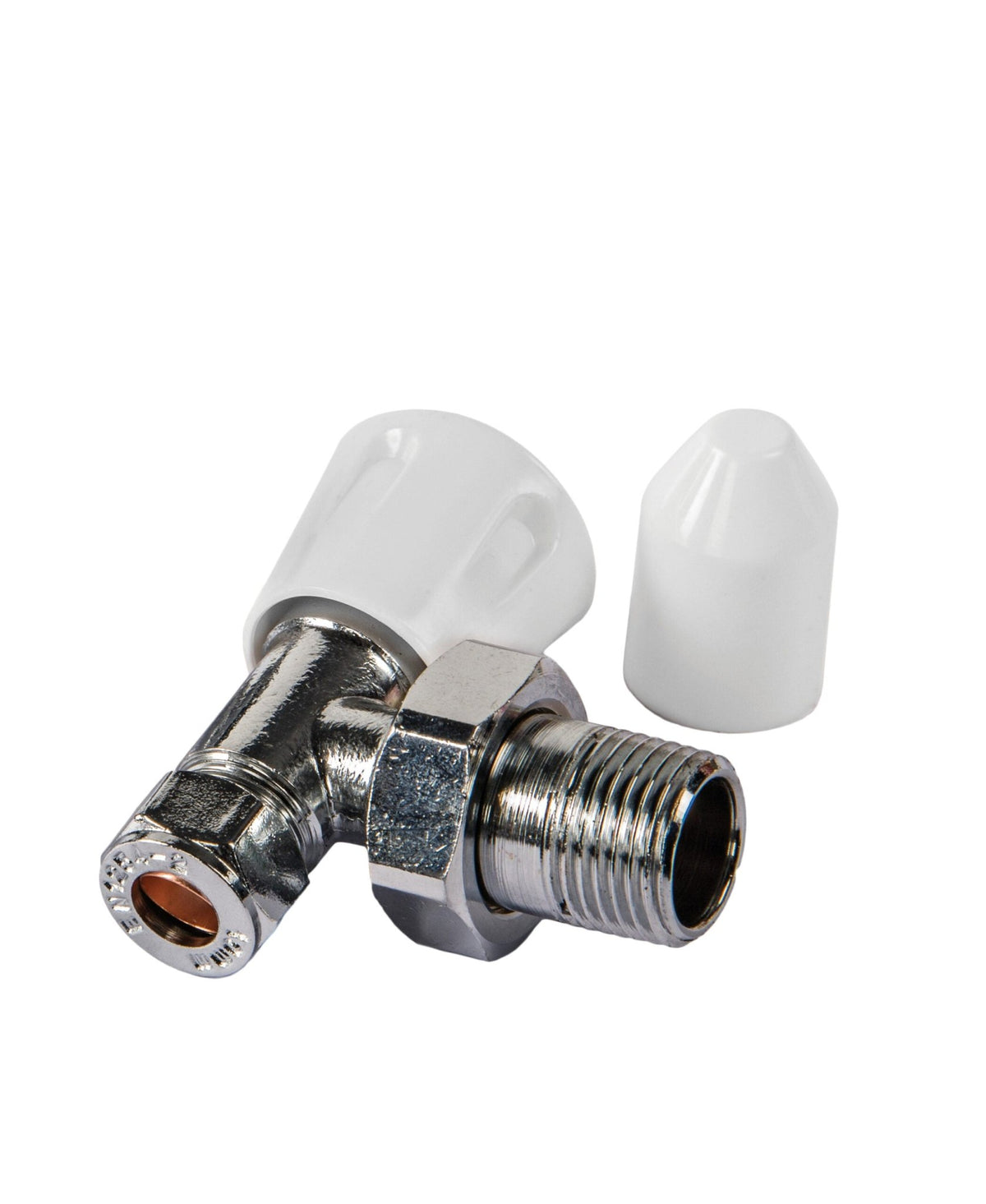 Kartell Galaxy 10mm Angled Lockshield Radiator Valve with DOC - Trusted Building Supplies