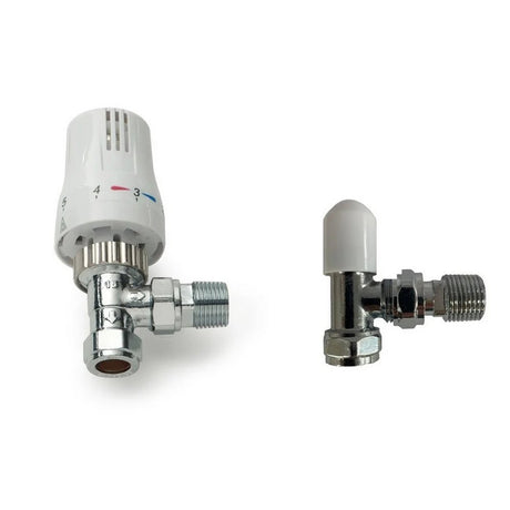 Kartell Style Angled Thermostatic Radiator Valve & Lockshield - Twin Pack - Trusted Building Supplies
