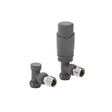 Kartell Textured Grey Angled Thermostatic Radiator Valve - Twin Pack - Trusted Building Supplies