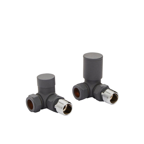 Kartell Textured Grey Corner Radiator Valve 15mm - Pair - Trusted Building Supplies