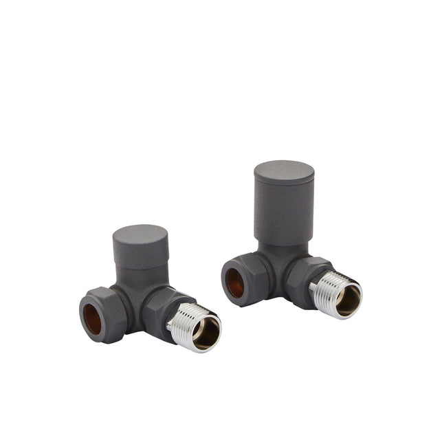 Kartell Textured Grey Corner Radiator Valve 15mm - Pair - Trusted Building Supplies