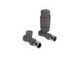 Kartell Textured Grey Straight Thermostatic Radiator Valve - Twin Pack - Trusted Building Supplies