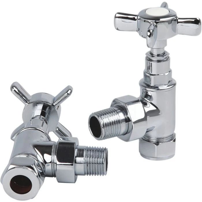 Kartell Traditional Cross Head Angled Radiator Valve - Pair - Trusted Building Supplies