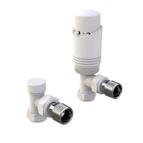 Kartell White Angled Thermostatic Radiator Valve - Twin Pack - Trusted Building Supplies