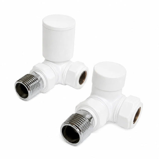 Kartell White Corner Radiator Valve 15mm - Pair - Trusted Building Supplies