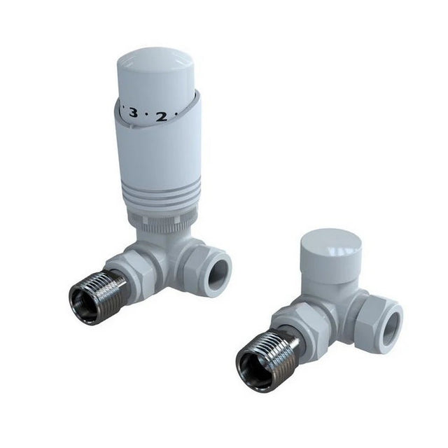 Kartell White Corner Thermostatic Radiator Valve - Twin Pack - Trusted Building Supplies