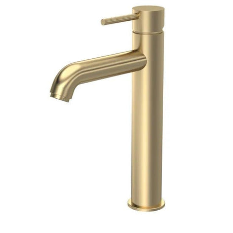 Linear Brushed Brass High - Rise Mono Basin Mixer Tap - Trusted Building Supplies