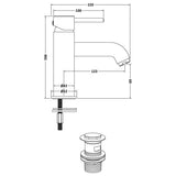 Linear Brushed Brass Mono Basin Mixer Tap with Push Button Waste - Trusted Building Supplies
