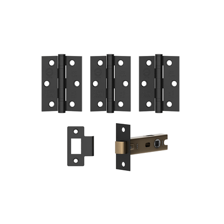 LPD Hinge & Latch Pack - Matt Black - Trusted Building Supplies