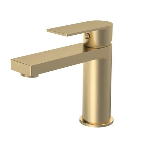 Nordic Brushed Brass Mono Basin Mixer Tap with Push Button Waste - Trusted Building Supplies
