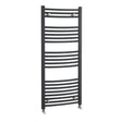 Nuie Anthracite Curved Vertical Heated Towel Rail - 1150mm x 500mm - Trusted Building Supplies