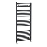 Nuie Anthracite Curved Vertical Heated Towel Rail - 1150mm x 500mm - Trusted Building Supplies
