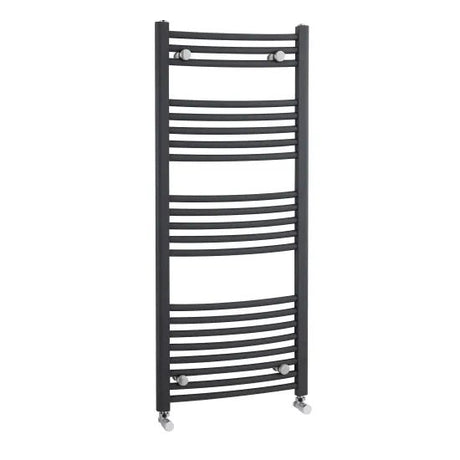 Nuie Anthracite Curved Vertical Heated Towel Rail - 1150mm x 500mm - Trusted Building Supplies