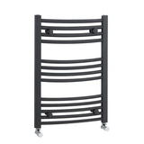 Nuie Anthracite Curved Vertical Heated Towel Rail - 700mm x 500mm - Trusted Building Supplies