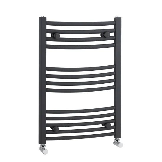 Nuie Anthracite Curved Vertical Heated Towel Rail - 700mm x 500mm - Trusted Building Supplies
