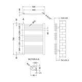Nuie Anthracite Curved Vertical Heated Towel Rail - 700mm x 500mm - Trusted Building Supplies