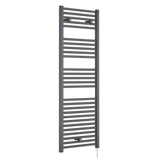 Nuie Anthracite Vertical Electric Heated Towel Rail - 1375mm x 480mm - Trusted Building Supplies