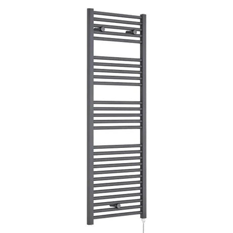 Nuie Anthracite Vertical Electric Heated Towel Rail - 1375mm x 480mm - Trusted Building Supplies