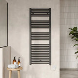 Nuie Anthracite Vertical Electric Heated Towel Rail - 1375mm x 480mm - Trusted Building Supplies