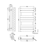 Nuie Anthracite Vertical Electric Heated Towel Rail - 840mm x 500mm - Trusted Building Supplies